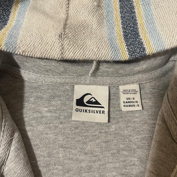 Size 5 Quicksilver Gray Great On The Way Zip Up Hoodie - Picture 3 of 4